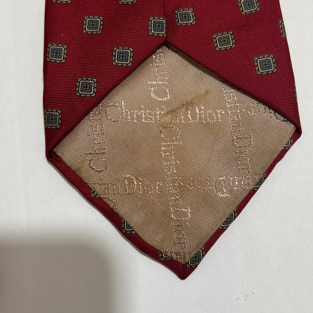 Christian Dior Elegant Red Patterned Ties Set of 2. Vintage. Preowned - Picture 3 of 9